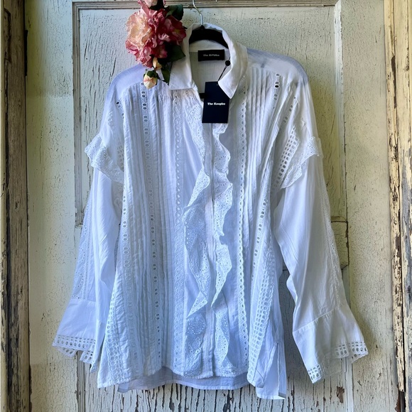 The Kooples Vintage Style White Lace Ruffled Long Sleeve Blouse Top NWT - Picture 5 of 9